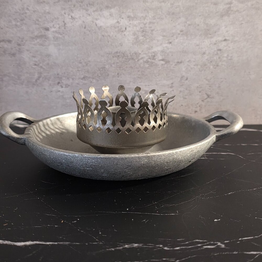 Antique American Pewter Silver Candlestick Lamp 5513 York Metalcrafters USA